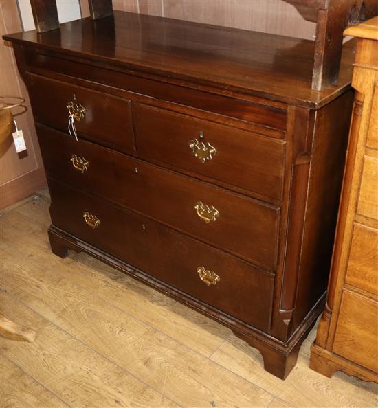 A Georgian style oak chest with secret drawer W.116cm